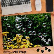Asil Hobi Sarı Hoş Çiçekler-Yeşil Yapraklar-Balon Yapboz-Ayak Destekli Çerçeveli 240 Parça Puzzle