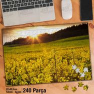 Asil Hobi Sarı Kır Çiçekleri-Gün Batımı-Doğa Yapboz-Ayak Destekli Çerçeveli 240 Parça Puzzle
