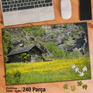 Asil Hobi Sarı Kır Çiçekleri-Kayalıklar-Taş Ev Yapboz-Ayak Destekli Çerçeveli 240 Parça Puzzle
