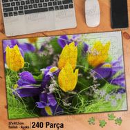 Asil Hobi Sarı Ve Mor Renkli Çiçekler-Doğa Yapboz-Ayak Destekli Çerçeveli 240 Parça Puzzle
