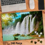 Asil Hobi Şelale-Doğa-Göl-Güneş-Ağaç-Manzara Yapboz-Ayak Destekli Çerçeveli 240 Parça Puzzle