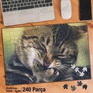 Asil Hobi Sevimli Kedi-Ecvil Hayvan Yapboz-Ayak Destekli Çerçeveli 240 Parça Puzzle