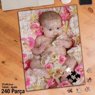 Asil Hobi Sevimli Kız Çocuğu-Çiçekler Yapboz-Ayak Destekli Çerçeveli 240 Parça Puzzle