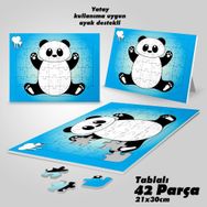 Asil Hobi Sevimli Panda-Hayvan Yapboz-Ayak Destekli Çerçeveli 42 Parça Puzzle