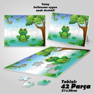 Asil Hobi Sevimli Şaşkın Kurbağa-Çocuklar İçin Eğitici Yapboz-Ayak Destekli 42 Parça Puzzle