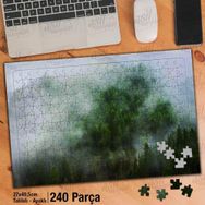 Asil Hobi Sisli Dağ-Ağaçlar-Doğa-Manzara Yapboz-Ayak Destekli Çerçeveli 240 Parça Puzzle