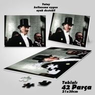 Asil Hobi Sivil Gazi Mustafa Kemal Atatürk-Yapboz-Ayak Destekli Çerçeveli 42 Parça Puzzle