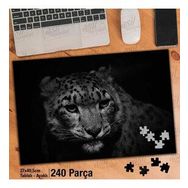 Asil Hobi Siyah Zemin Üzerinde Leopar-Hayvan Yapboz-Ayak Destekli Çerçeveli 240 Parça Puzzle