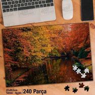 Asil Hobi Tabiat-Sararmış Yapraklar-Yansıma-Göl Yapboz-Ayak Destekli Çerçeveli 240 Parça Puzzle