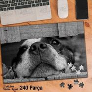Asil Hobi Tahta Arasından Bakan Sevimli Köpek Yapboz-Ayak Destekli Çerçeveli 240 Parça Puzzle