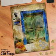 Asil Hobi Tahta Eski Kapı-Testi-Çiçekler Yapboz-Ayak Destekli Çerçeveli 240 Parça Puzzle