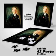 Asil Hobi Takım Elbiseli Atatürk Portre-Yapboz-Ayak Destekli Çerçeveli 42 Parça Puzzle