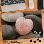 Asil Hobi Taş Kalp-Love-Renkli Taş Yapboz-Ayak Destekli Çerçeveli 240 Parça Puzzle