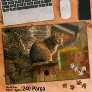 Asil Hobi Tekir-Kedi-Bahçe-Sevimli Hayvan Yapboz-Ayak Destekli Çerçeveli 240 Parça Puzzle