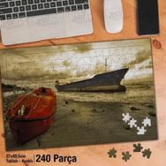 Asil Hobi Ters Duran Tekne-Deniz-Gemi-Sahil Yapboz-Ayak Destekli Çerçeveli 240 Parça Puzzle