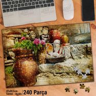 Asil Hobi Testi-Vazo-Küp-Çiçekler-Sepet Yapboz-Ayak Destekli Çerçeveli 240 Parça Puzzle