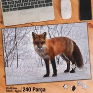 Asil Hobi Tilki-Doğa-Vahşi Hayvan-Kış-Kar Yapboz-Ayak Destekli Çerçeveli 240 Parça Puzzle