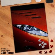 Asil Hobi Turuncu Lüks Araba-Yakın Çekim-Far Yapboz-Ayak Destekli Çerçeveli 240 Parça Puzzle