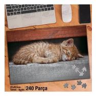 Asil Hobi Uyuyan Yavru Kedi-Masum-Sevimli Hayvan Yapboz-Ayak Destekli Çerçeveli 240 Parça Puzzle