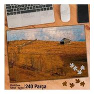 Asil Hobi Uzaktaki Tahta Ev-Sararmış Çimen-Manzara Yapboz-Ayak Destekli Çerçeveli 240 Parça Puzzle