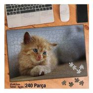 Asil Hobi Üzgün Kedi-Sarı Tüylü Yavru Kedi-Hayvan Yapboz-Ayak Destekli Çerçeveli 240 Parça Puzzle