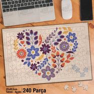 Asil Hobi Vectör-Çiçeklerle Dolu Bir Kalp Yapboz-Ayak Destekli Çerçeveli 240 Parça Puzzle