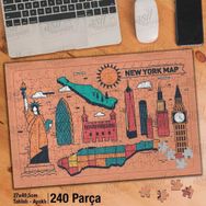Asil Hobi Vektör Çizim-New York-Özgürlük Heykel Yapboz-Ayak Destekli Çerçeveli 240 Parça Puzzle