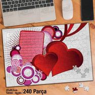 Asil Hobi Vektörel Çiçzim-Kalp-Aşk-Sevgi Yapboz-Ayak Destekli Çerçeveli 240 Parça Puzzle