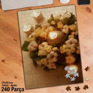 Asil Hobi Yanan Mumlar Beyaz Çiçekler Yapboz-Ayak Destekli Çerçeveli 240 Parça Puzzle
