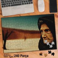 Asil Hobi Yaşlı Kadının Yüzündeki Çizgiler-Çöl Yapboz-Ayak Destekli Çerçeveli 240 Parça Puzzle