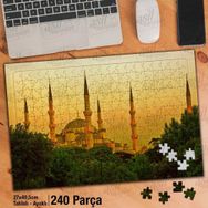 Asil Hobi Yeşil Ağaçlar-Camii-Kubbe-Minare Yapboz-Ayak Destekli Çerçeveli 240 Parça Puzzle