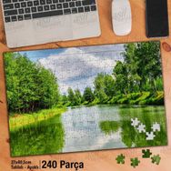 Asil Hobi Yeşil Ağaçlar-Göl-Doğa-Tabiat Yapboz-Ayak Destekli Çerçeveli 240 Parça Puzzle