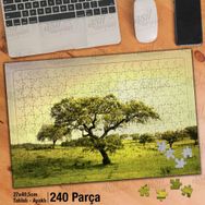 Asil Hobi Yeşil Yapraklı Ağaç-Çimen-Doğa-Manzara Yapboz-Ayak Destekli Çerçeveli 240 Parça Puzzle