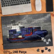 Asil Hobi Yük Gemisi-Deniz-Taşımacılık-Gri Bulut Yapboz-Ayak Destekli Çerçeveli 240 Parça Puzzle