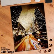 Asil Hobi Yüksek Binalar-Gece-Hareketli Işık Yapboz-Ayak Destekli Çerçeveli 240 Parça Puzzle