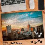 Asil Hobi Yüksek Binalar-Gökdelen-Gün Batımı Yapboz-Ayak Destekli Çerçeveli 240 Parça Puzzle