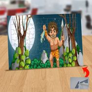 Asilmeydan 433128395 99 Parça Dolunayda Mağara Adamı Puzzle Yapboz Tablo