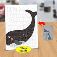 Asilmeydan 433245109 99 Parça Siyah Sevimli Balina Puzzle Yapboz Tablo