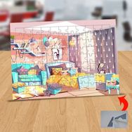 Asilmeydan 433248298 99 Parça Pembe Dağınık Oda Puzzle Yapboz Tablo