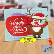 Asilmeydan 433818357 99 Parça Sevecen Yeni Yıl Geyiği Puzzle Yapboz Tablo