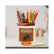 Asilmeydan 446685721 Boğa Üstünde Rodeo Ahşaplı Seramik Kalemlik