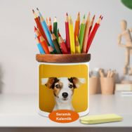 Asilmeydan 447228095 Sevimli Hayvan Mutlu Köpek Ahşaplı Seramik Kalemlik