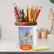 Asilmeydan 448330060 Bulutlarda Uçan Unicorn Ahşaplı Seramik Kalemlik