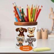 Asilmeydan 448884125 Yavru Kedi Ve Köpekler Ahşap Seramik Kalemlik