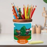 Asilmeydan 448967186 Ninja Savaşçılar Ahşap Seramik Kalemlik