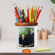 Asilmeydan 449331865 İsmet İnönü Ve Mustafa Kemal Ahşap Seramik Kalemlik