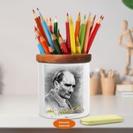 Asilmeydan 449359417 Karakalem Paltolu Mustafa Kemal Paşa Ahşap Seramik Kalemlik