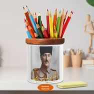 Asilmeydan 449400923 Üniformalı Mustafa Kemal Atatürk Ahşap Seramik Kalemlik