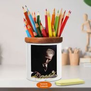 Asilmeydan 449427881 Yazan Mustafa Kemal Atatürk Ahşap Seramik Kalemlik