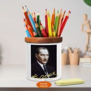 Asilmeydan 449458942 Silah Arkadaşları Mustafa Kemal Atatürk Ahşap Seramik Kalemlik